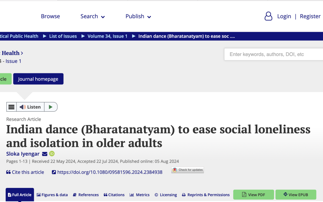 Indian dance (Bharatanatyam) to ease social loneliness and isolation in older adults
